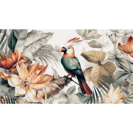 Panoramic Wallpaper - Wall Mural - Bird Flowers