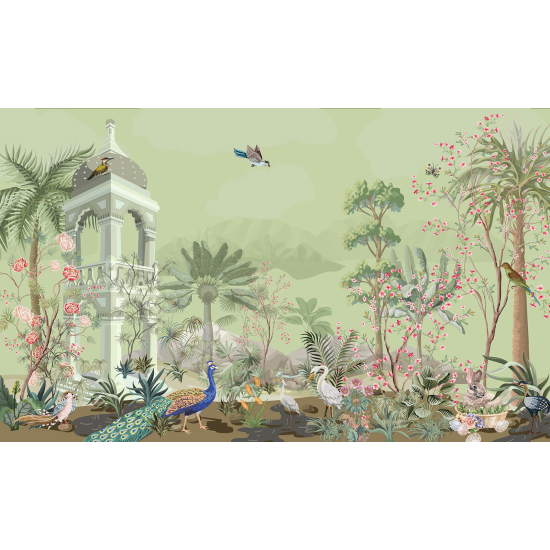 Panoramic Wallpaper - Wall Mural - Bird Garden