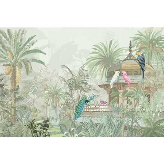 Panoramic Wallpaper - Wall Mural - Bird Garden