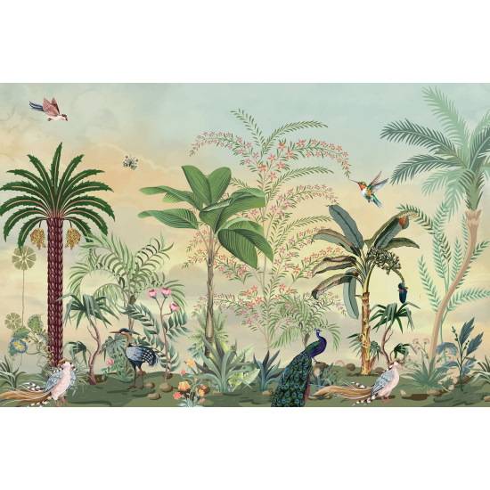 Panoramic Wallpaper - Wall Mural - Bird Garden