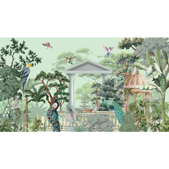 Panoramic Wallpaper - Wall Mural - Bird Garden