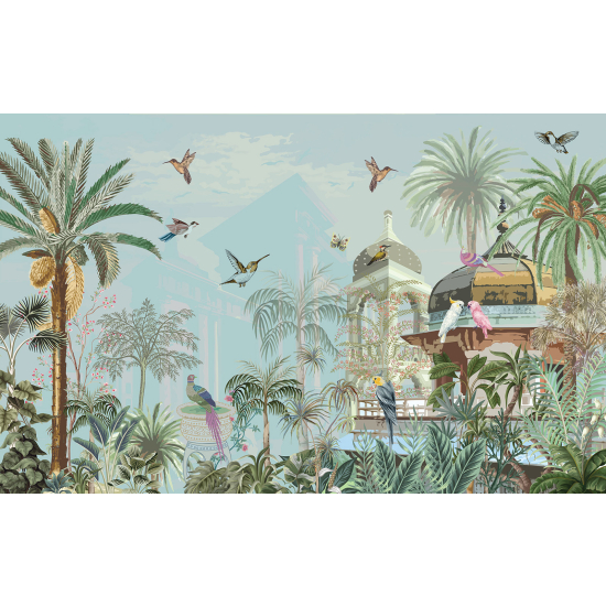 Panoramic Wallpaper - Wall Mural - Bird Garden