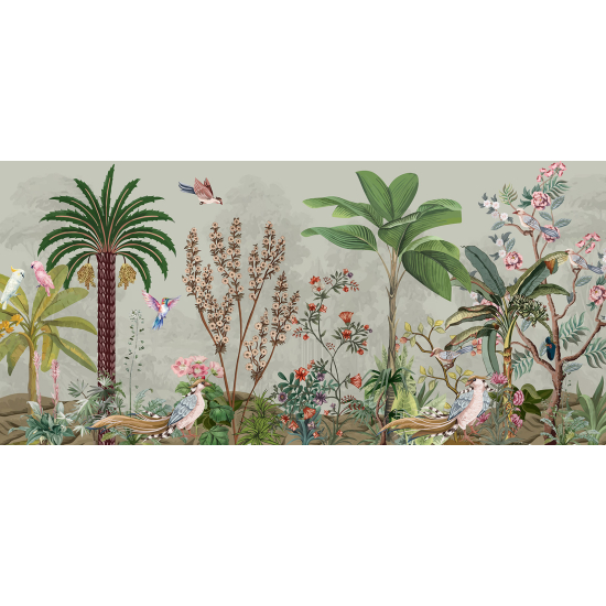 Panoramic Wallpaper - Wall Mural - Bird Garden