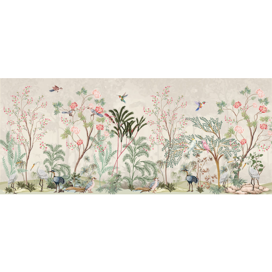 Panoramic Wallpaper - Wall Mural - Bird Garden