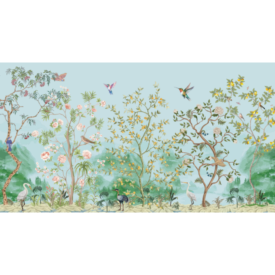 Panoramic Wallpaper - Wall Mural - Bird Garden