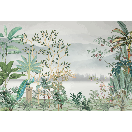 Panoramic Wallpaper - Wall Mural - Bird Garden