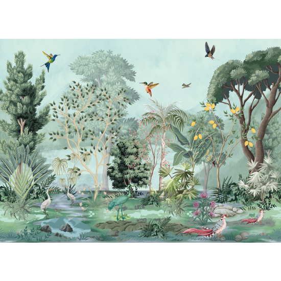 Panoramic Wallpaper - Wall Mural - Bird Garden