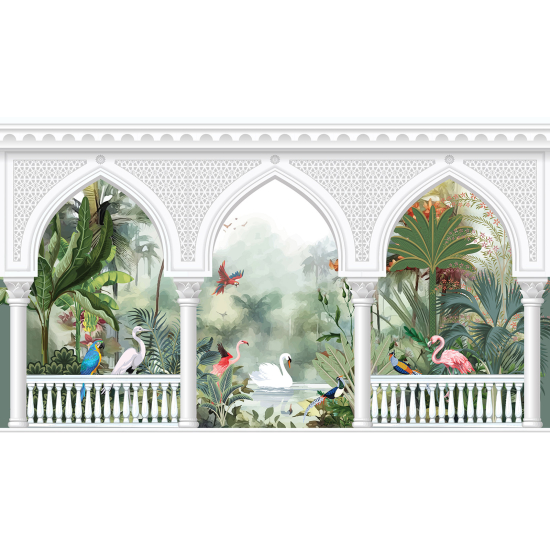 Panoramic Wallpaper - Wall Mural - Bird Garden