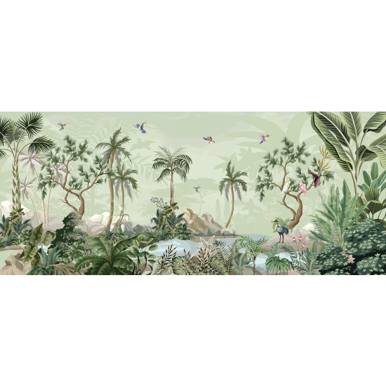 Panoramic Wallpaper - Wall Mural - Bird Garden