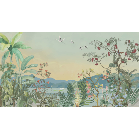 Panoramic Wallpaper - Wall Mural - Bird Garden