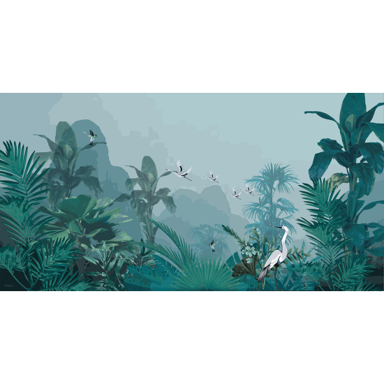 Panoramic Wallpaper - Wall Mural - Bird Garden