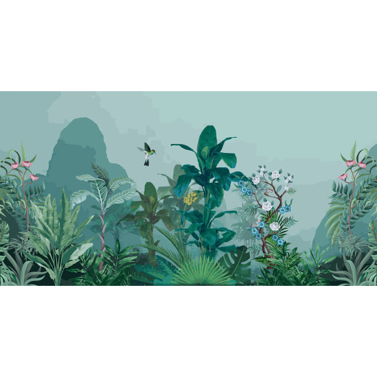 Panoramic Wallpaper - Wall Mural - Bird Garden