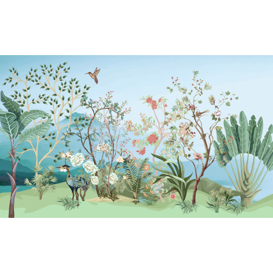 Panoramic Wallpaper - Wall Mural - Bird Garden