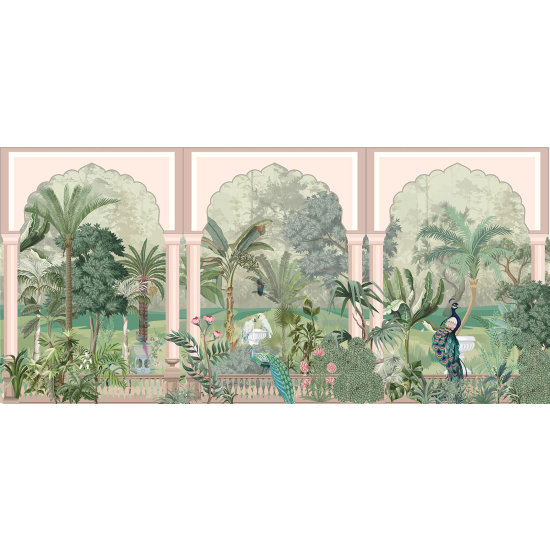 Panoramic Wallpaper - Wall Mural - Bird Garden