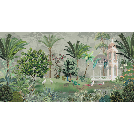 Panoramic Wallpaper - Wall Mural - Bird Garden