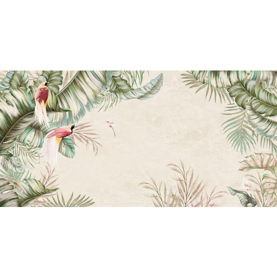 Panoramic Wallpaper - Wall Mural - Bird Leaves