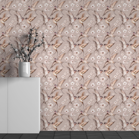 Panoramic Wallpaper - Wall Mural - Bird Pattern