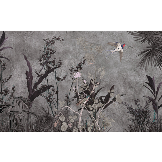 Panoramic Wallpaper - Wall Mural - Bird Plants