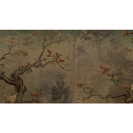 Panoramic Wallpaper - Wall Mural - Bird trees