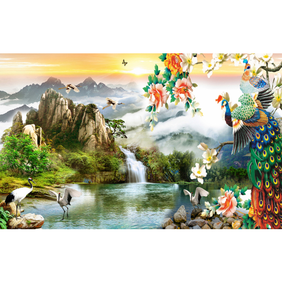 Panoramic Wallpaper - Wall Mural - Bird Waterfall