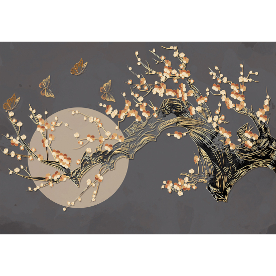 Panoramic Wallpaper - Wall Mural - Butterfly Branches