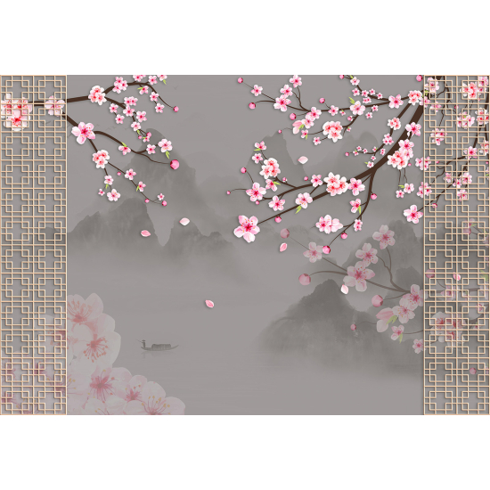 Panoramic Wallpaper - Wall Mural - Cherry trees