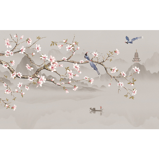 Panoramic Wallpaper - Wall Mural - Cherry trees