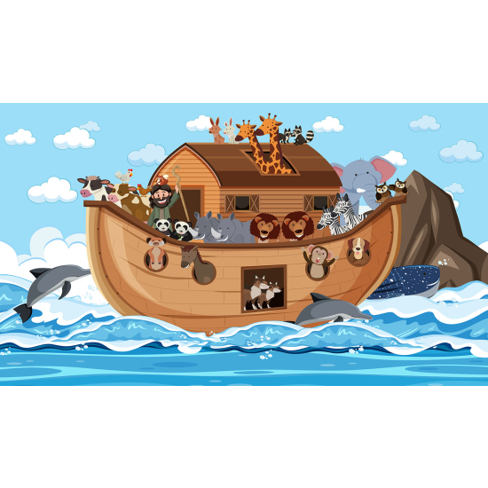 Panoramic Wallpaper - Wall Mural Children - Animal Boat