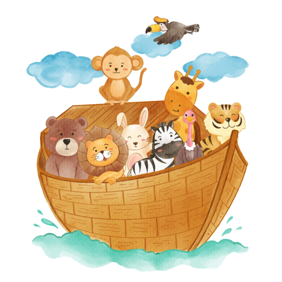 Panoramic Wallpaper - Wall Mural Children - Animal Boat