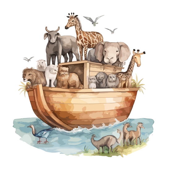 Panoramic Wallpaper - Wall Mural Children - Animal Boat