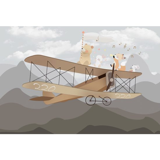 Panoramic Wallpaper - Wall Mural Children - Animal Plane