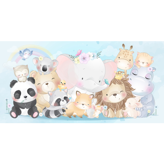 Panoramic Wallpaper - Wall Mural Children - Animals