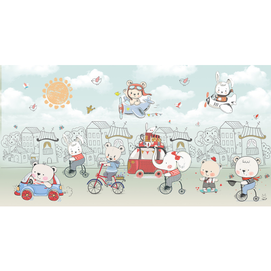 Panoramic Wallpaper - Wall Mural Children - Animals