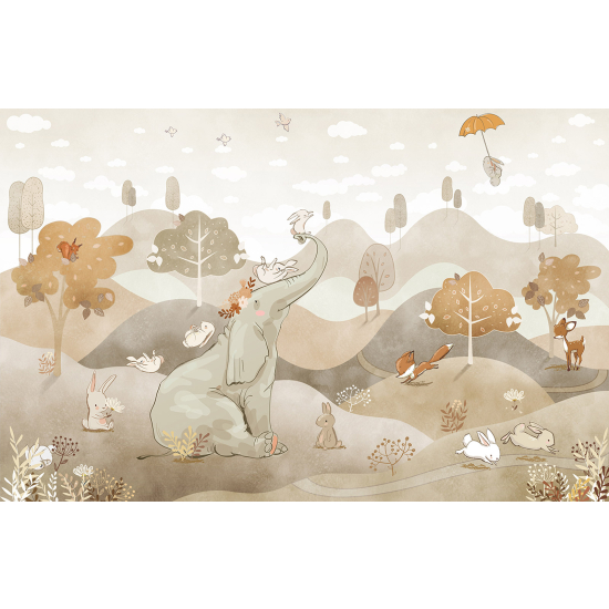 Panoramic Wallpaper - Wall Mural Children - Animals