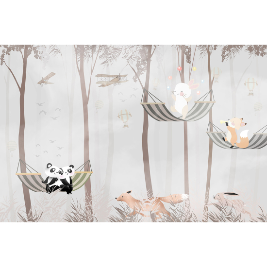 Panoramic Wallpaper - Wall Mural Children - Animals