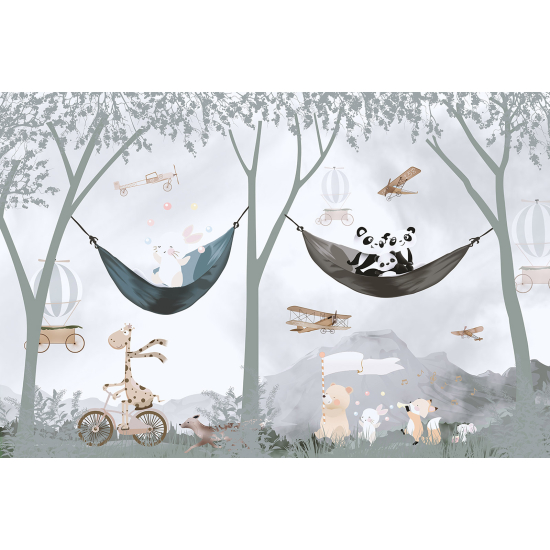 Panoramic Wallpaper - Wall Mural Children - Animals