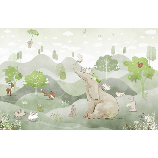 Panoramic Wallpaper - Wall Mural Children - Animals