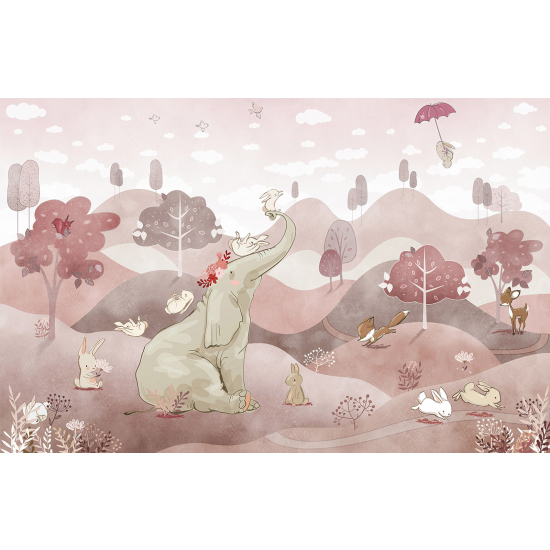 Panoramic Wallpaper - Wall Mural Children - Animals