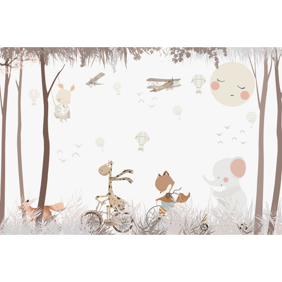 Panoramic Wallpaper - Wall Mural Children - Animals