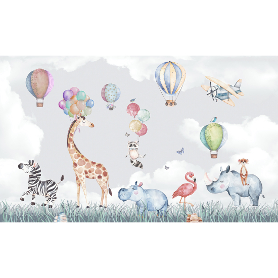 Panoramic Wallpaper - Wall Mural Children - Animals