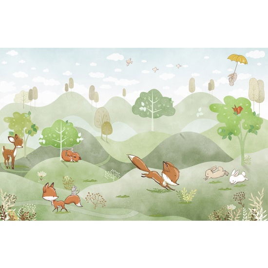 Panoramic Wallpaper - Wall Mural Children - Animals