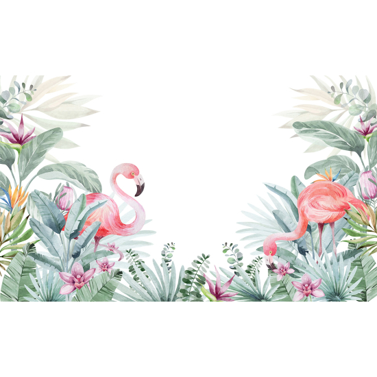 Panoramic Wallpaper - Wall Mural Children - Flamingo Garden