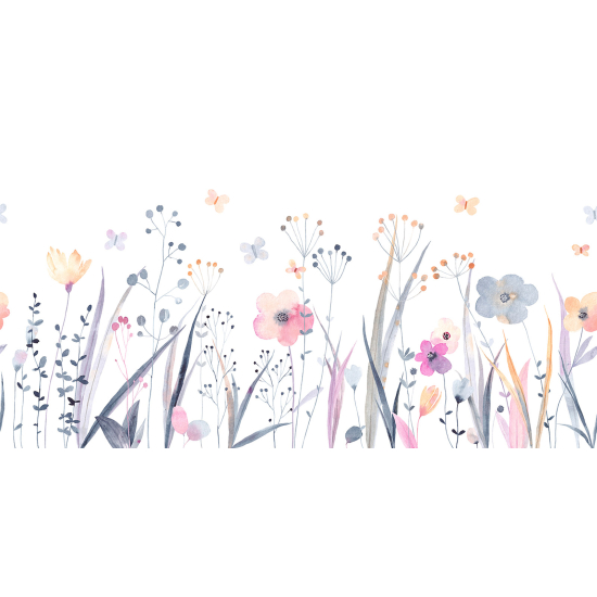 Panoramic Wallpaper - Wall Mural Children - Flowers