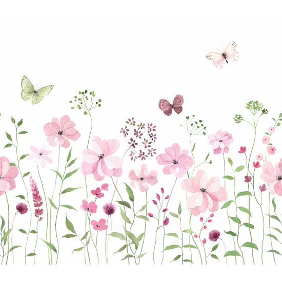 Panoramic Wallpaper - Wall Mural Children - Flowers