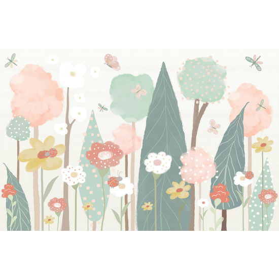 Panoramic Wallpaper - Wall Mural Children - Flowers