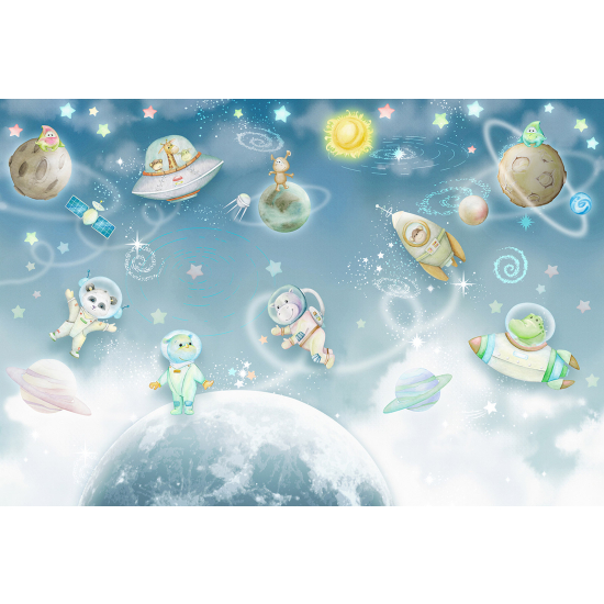 Panoramic Wallpaper - Wall Mural Children - Space