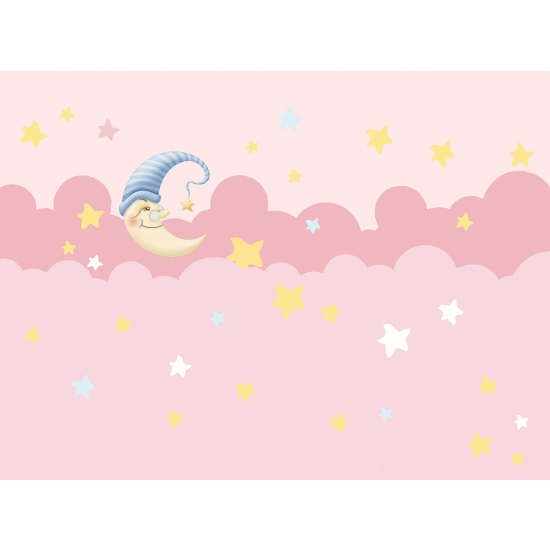 Panoramic Wallpaper - Wall Mural Children - Stars Moon