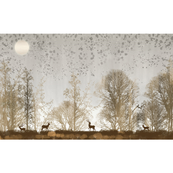 Panoramic Wallpaper - Wall Mural - Deer Forest