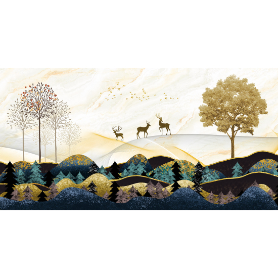 Panoramic Wallpaper - Wall Mural - Deer Forest