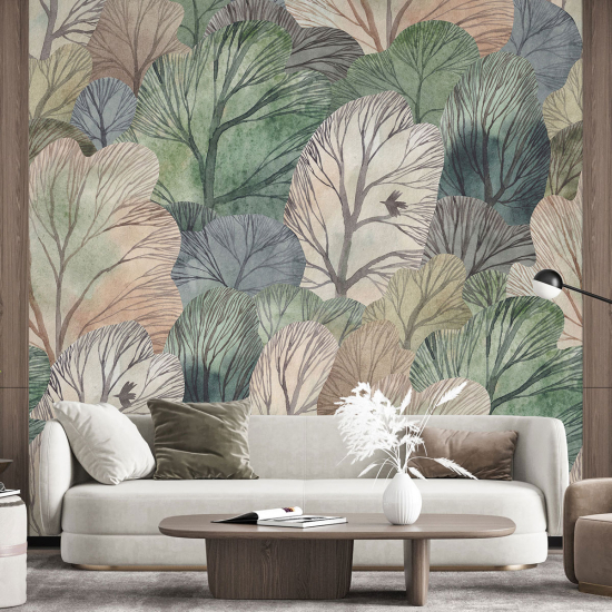 Panoramic Wallpaper - Wall Mural - Design Leaves